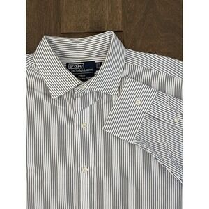 Vintage Polo Ralph Lauren Mens Philip White/Blue Striped Button Down Shirt 17-36
